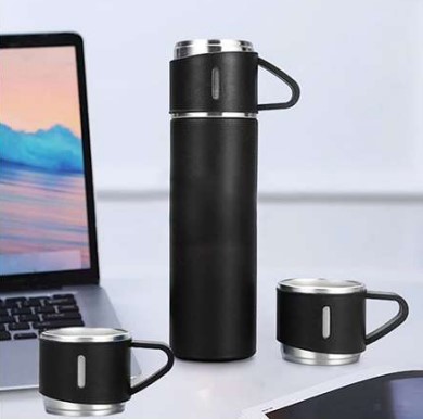 Flask with cup